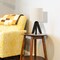 Black Wooden Tripod Table Lamp, Beige Linen Fabric Shade Bedside Night Lamp with 67In Long Cord & Inline Push Switch
